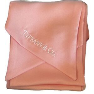 Tiffany & Co. Embroidered Pink 100% Silk Scarf Neckerchief Tie Belt